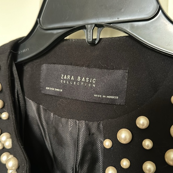Zara Basic Collection Pearls Embellished Neck Jacket/Blazer - Picture 6 of 10